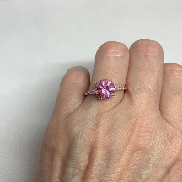 Simulated Pink & Light Pink Diamond’s Sterling Silver New Ring J-35 - Picture 2 of 9